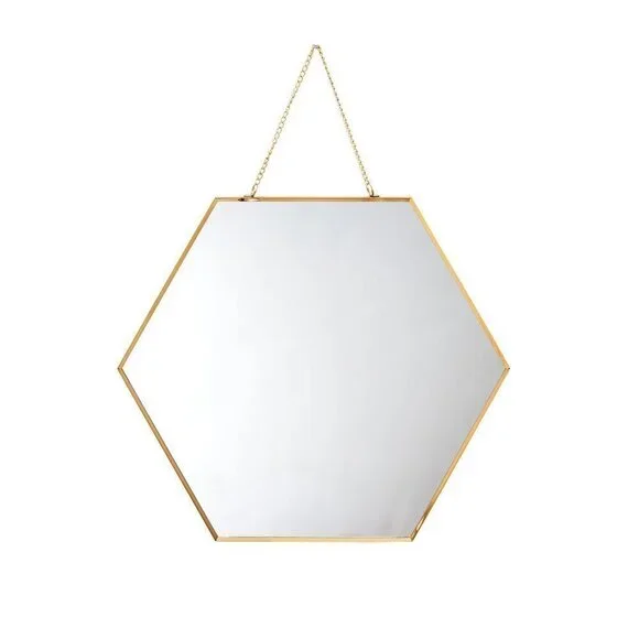 WILD Sage Boho Hexagon Gold Wall Mirrors With Chains 3 Pack - Picture 1 of 5